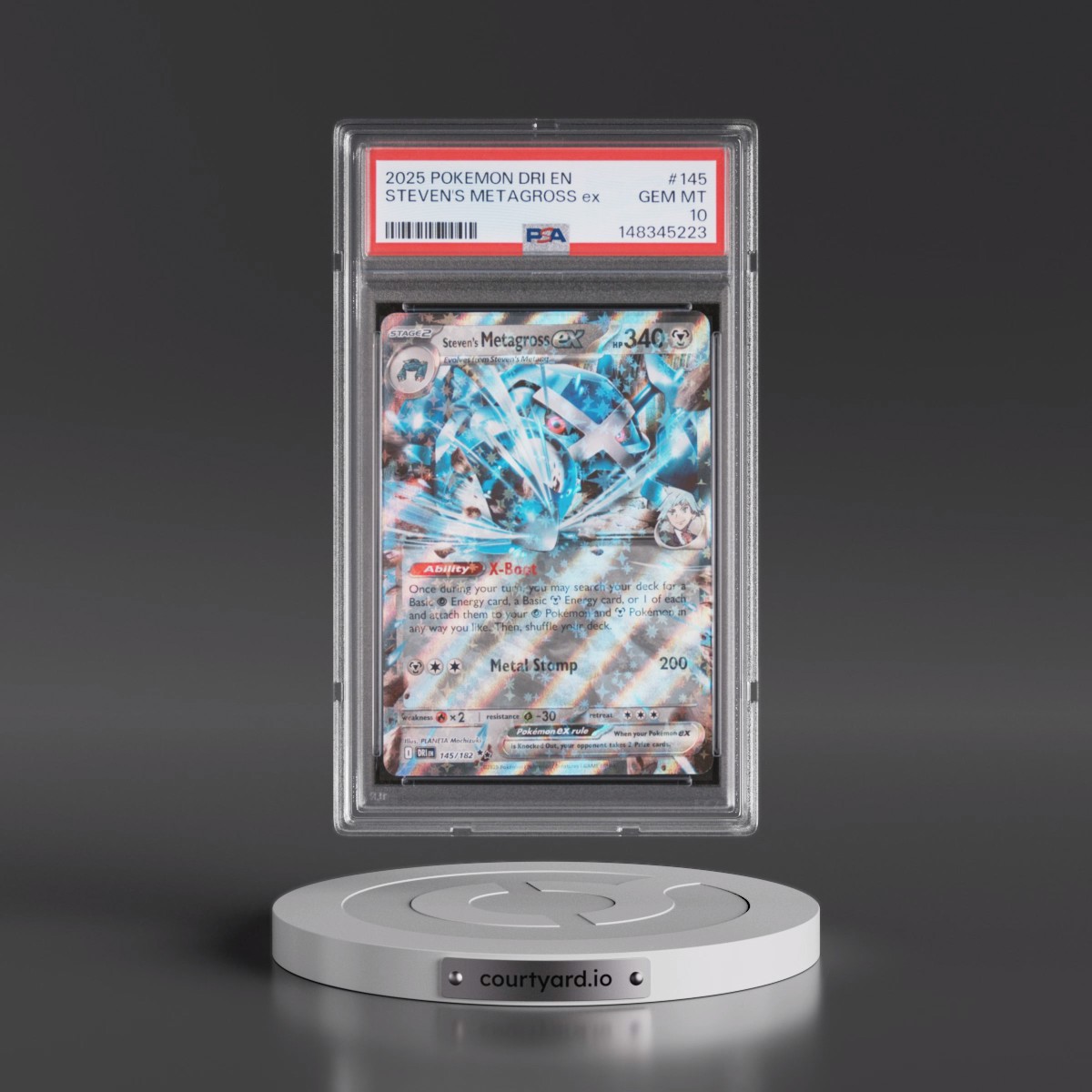 2025 Pokémon Dri EN-Destined Rivals #145 Steven's Metagross EX - Holo (PSA 10 GEM MINT)
