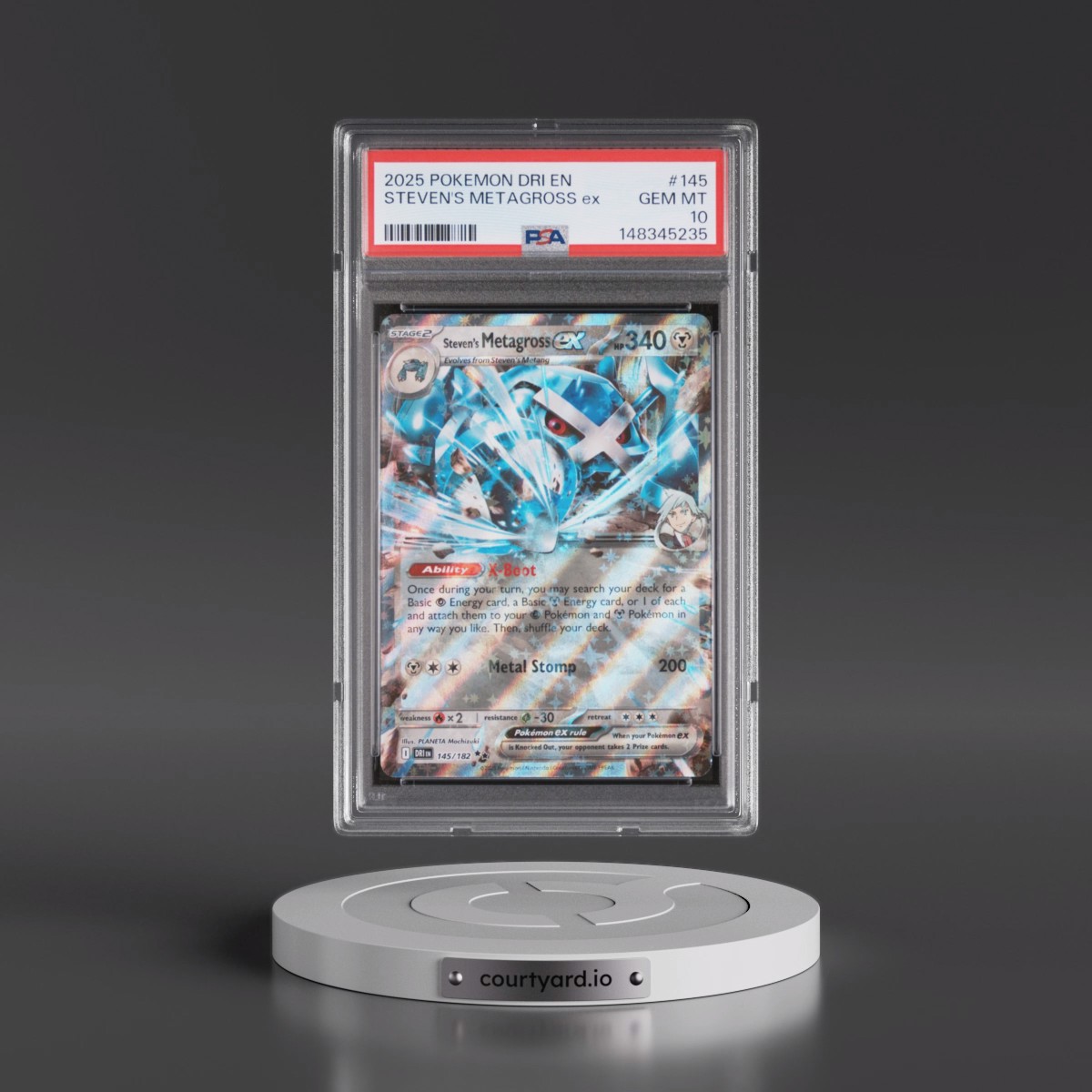 2025 Pokémon Dri EN-Destined Rivals #145 Steven's Metagross EX - Holo (PSA 10 GEM MINT)