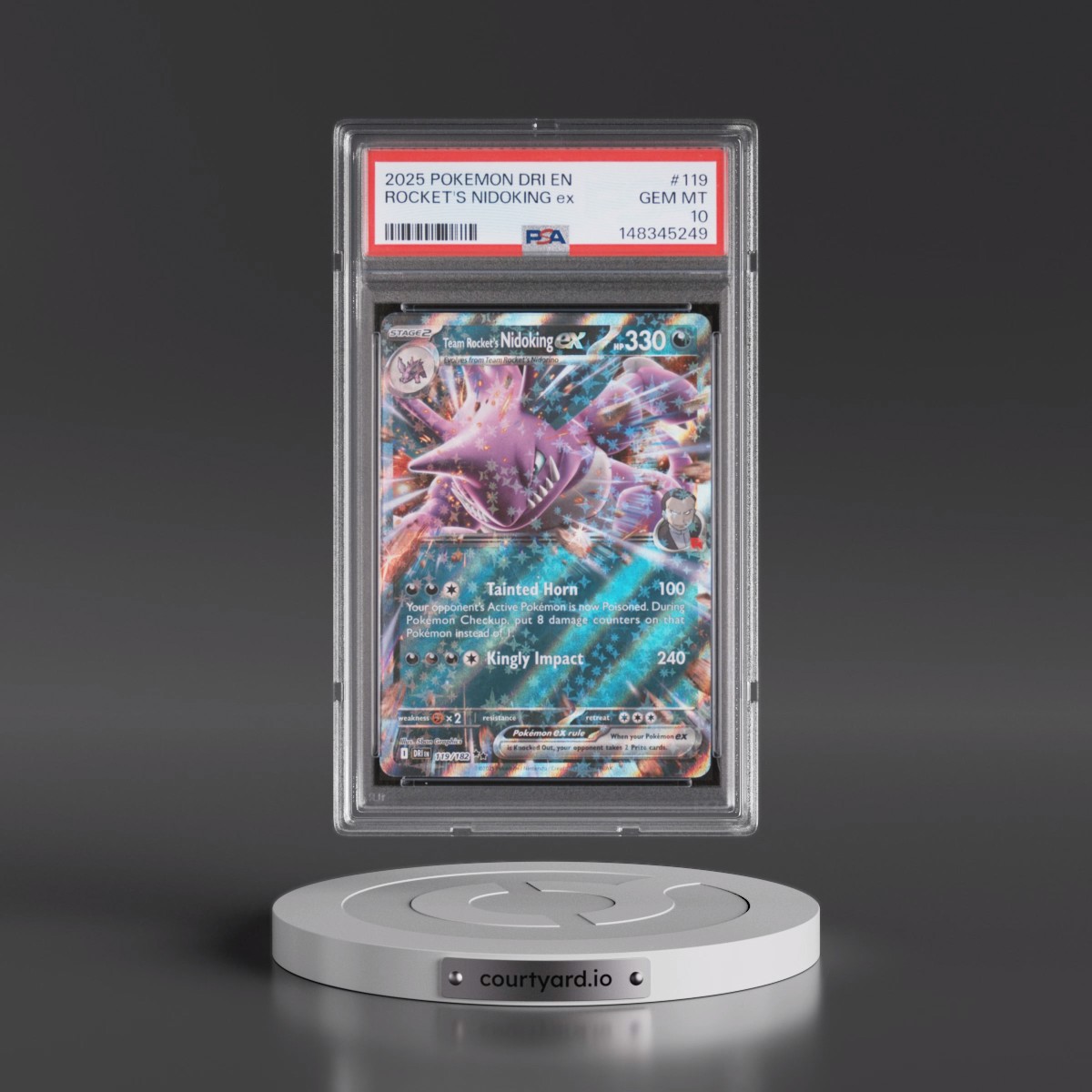 2025 Pokémon Dri EN-Destined Rivals #119 Team Rocket's Nidoking EX - Holo (PSA 10 GEM MINT)