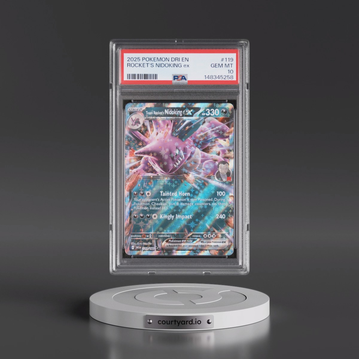 2025 Pokémon Dri EN-Destined Rivals #119 Team Rocket's Nidoking EX - Holo (PSA 10 GEM MINT)