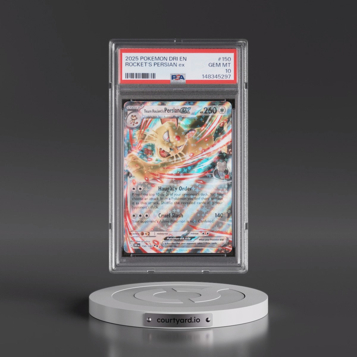 2025 Pokémon Dri EN-Destined Rivals #150 Team Rocket's Persian EX - Holo (PSA 10 GEM MINT)