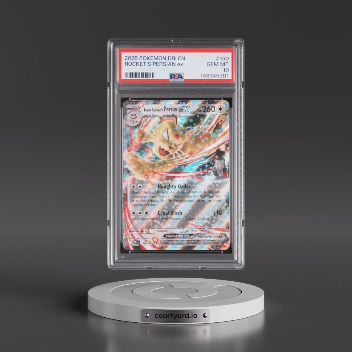 2025 Pokémon Dri EN-Destined Rivals #150 Team Rocket's Persian EX - Holo (PSA 10 GEM MINT)