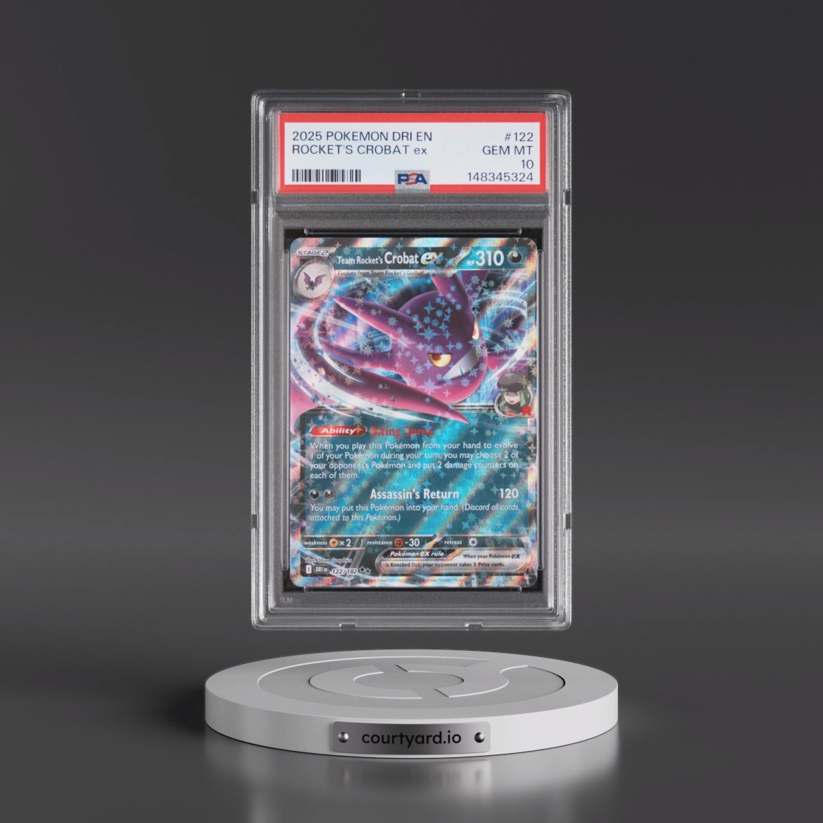2025 Pokémon Dri EN-Destined Rivals #122 Team Rocket's Crobat EX - Holo (PSA 10 GEM MINT)