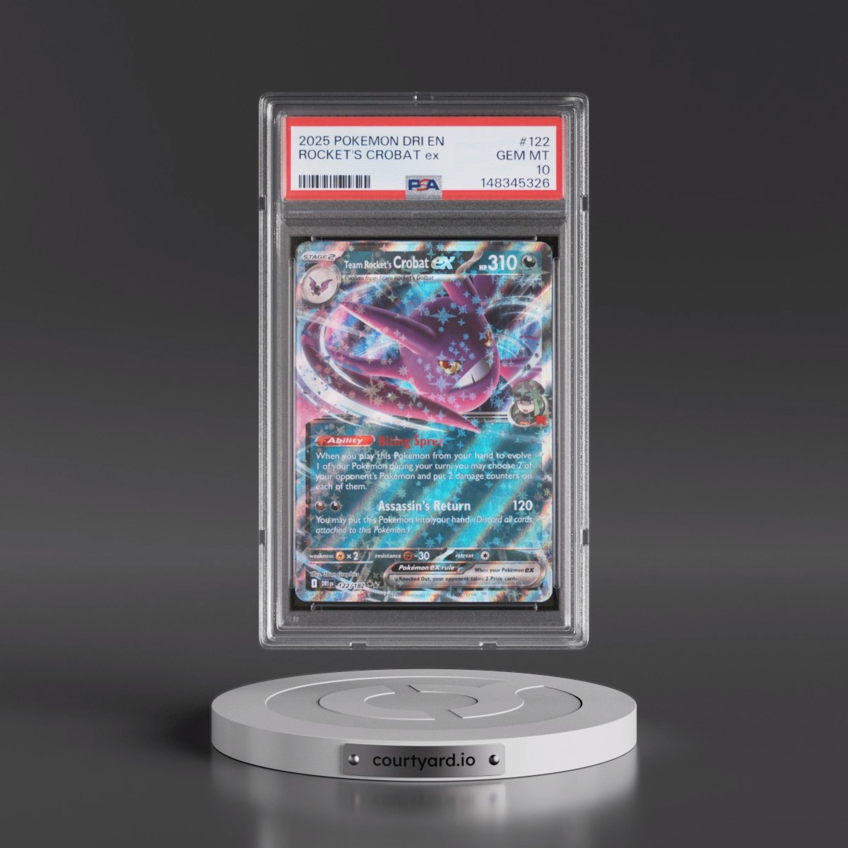 2025 Pokémon Dri EN-Destined Rivals #122 Team Rocket's Crobat EX - Holo (PSA 10 GEM MINT)