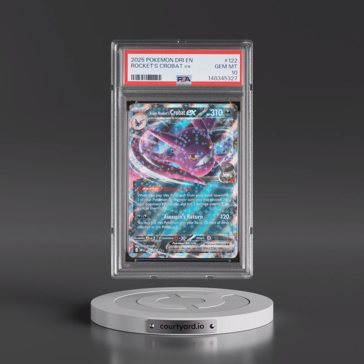 2025 Pokémon Dri EN-Destined Rivals #122 Team Rocket's Crobat EX - Holo (PSA 10 GEM MINT)