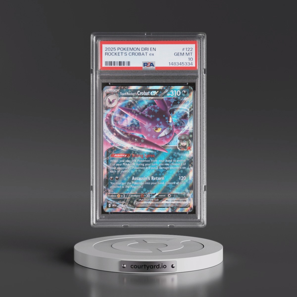 2025 Pokémon Dri EN-Destined Rivals #122 Team Rocket's Crobat EX - Holo (PSA 10 GEM MINT)