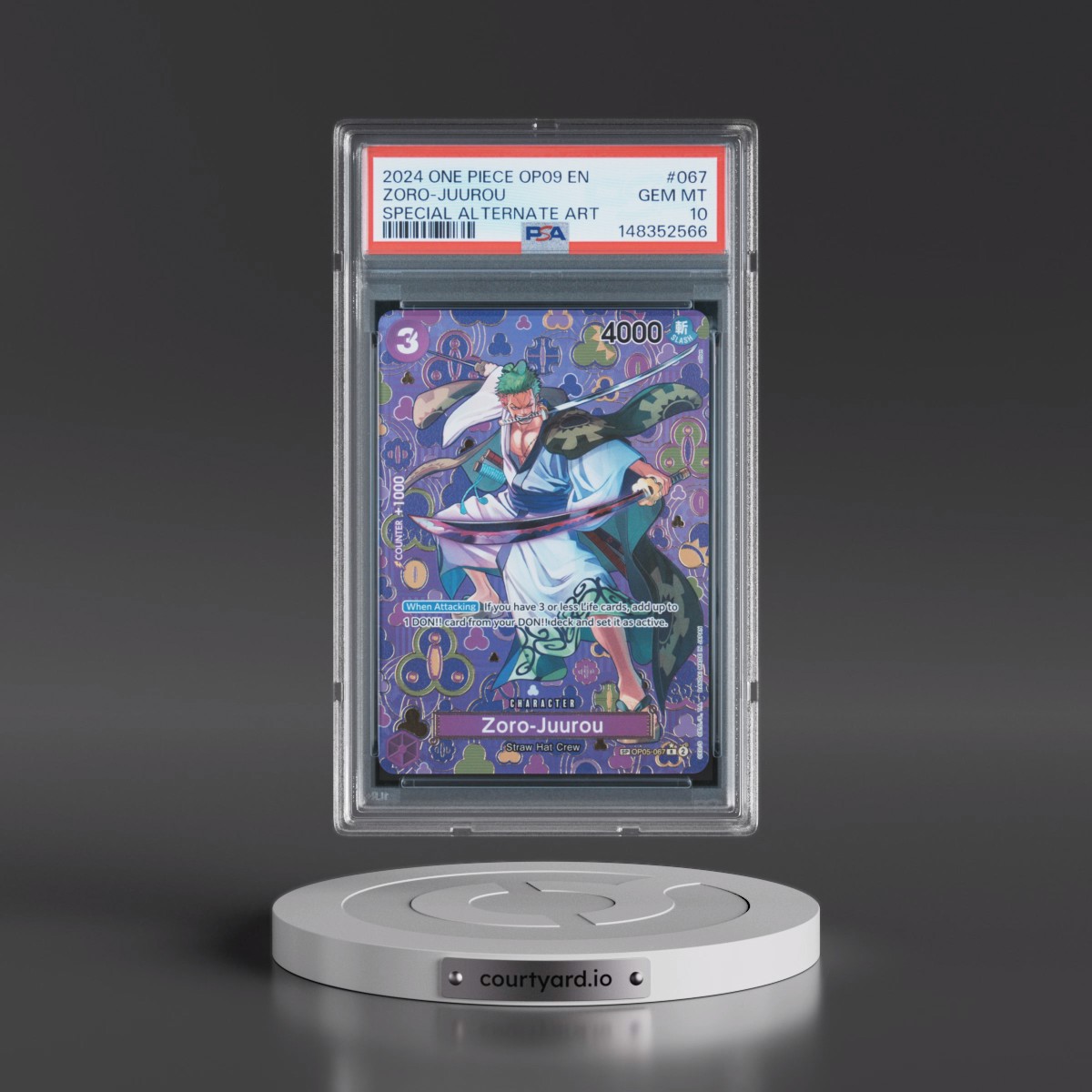 2024 One Piece OP09-Emperors in the New World #067 Zoro-Juurou - Special Alternate Art (PSA 10 GEM MINT)