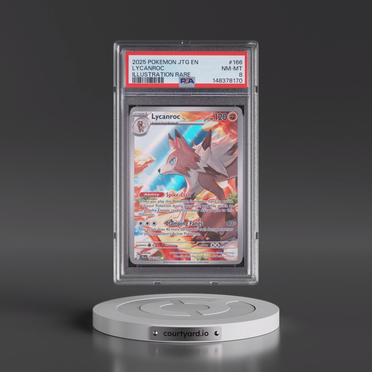 2025 Pokémon Jtg EN-Journey Together #166 Lycanroc - Illustration Rare (PSA 8 NM-MT)