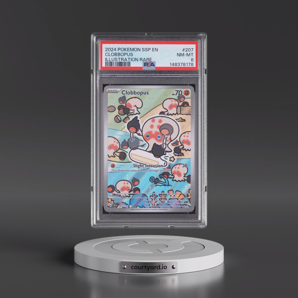 2024 Pokémon Ssp EN-Surging Sparks #207 Clobbopus - Illustration Rare (PSA 8 NM-MT)