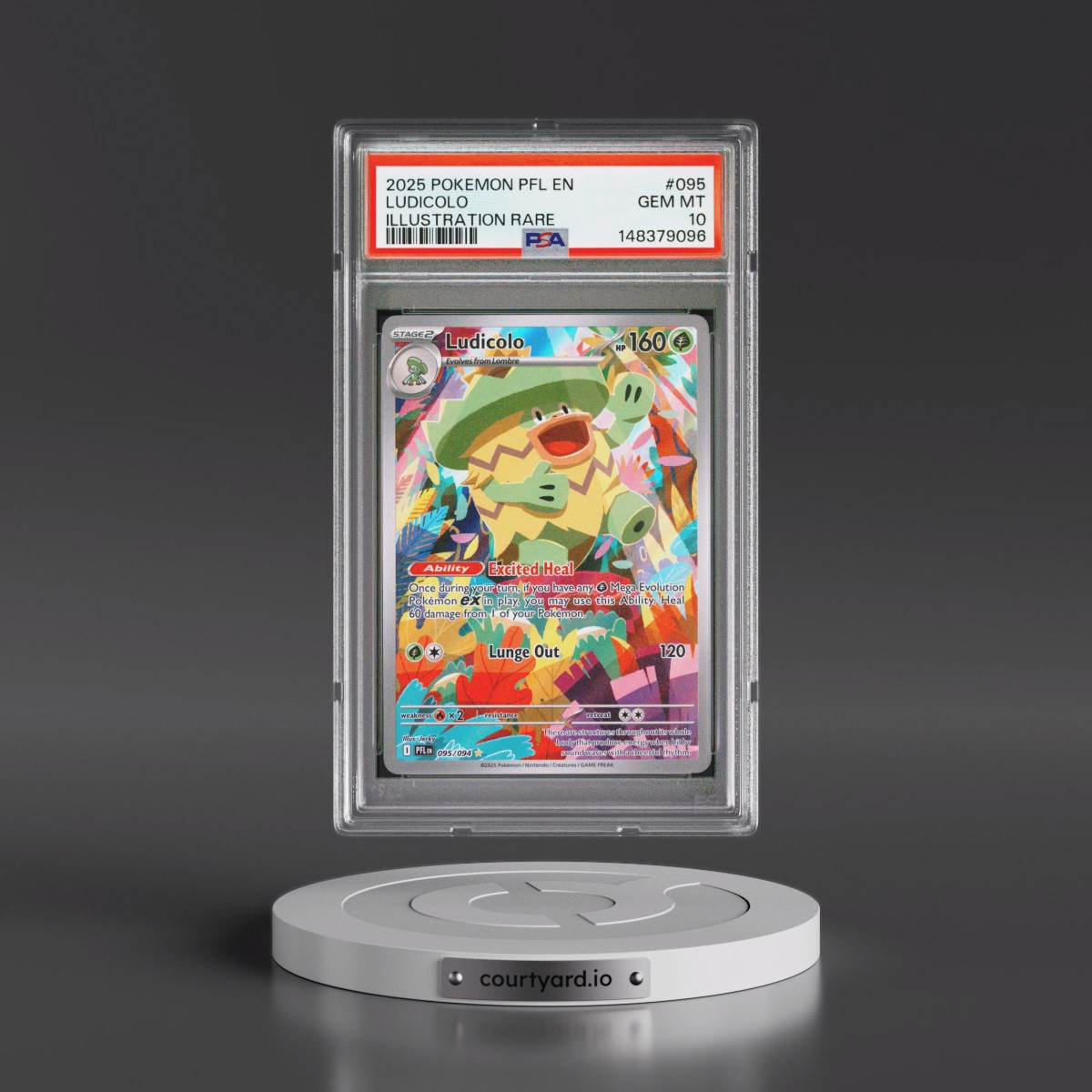 2025 Pokémon Pfl EN-Phantasmal Flames #095 Ludicolo - Illustration Rare (PSA 10 GEM MINT)