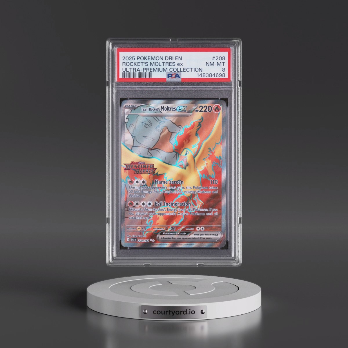 2025 Pokémon Dri EN-Destined Rivals #208 Team Rocket's Moltres EX - Holo Team Rocket's Moltres EX Ultra-Premium Collection (PSA 8 NM-MT)