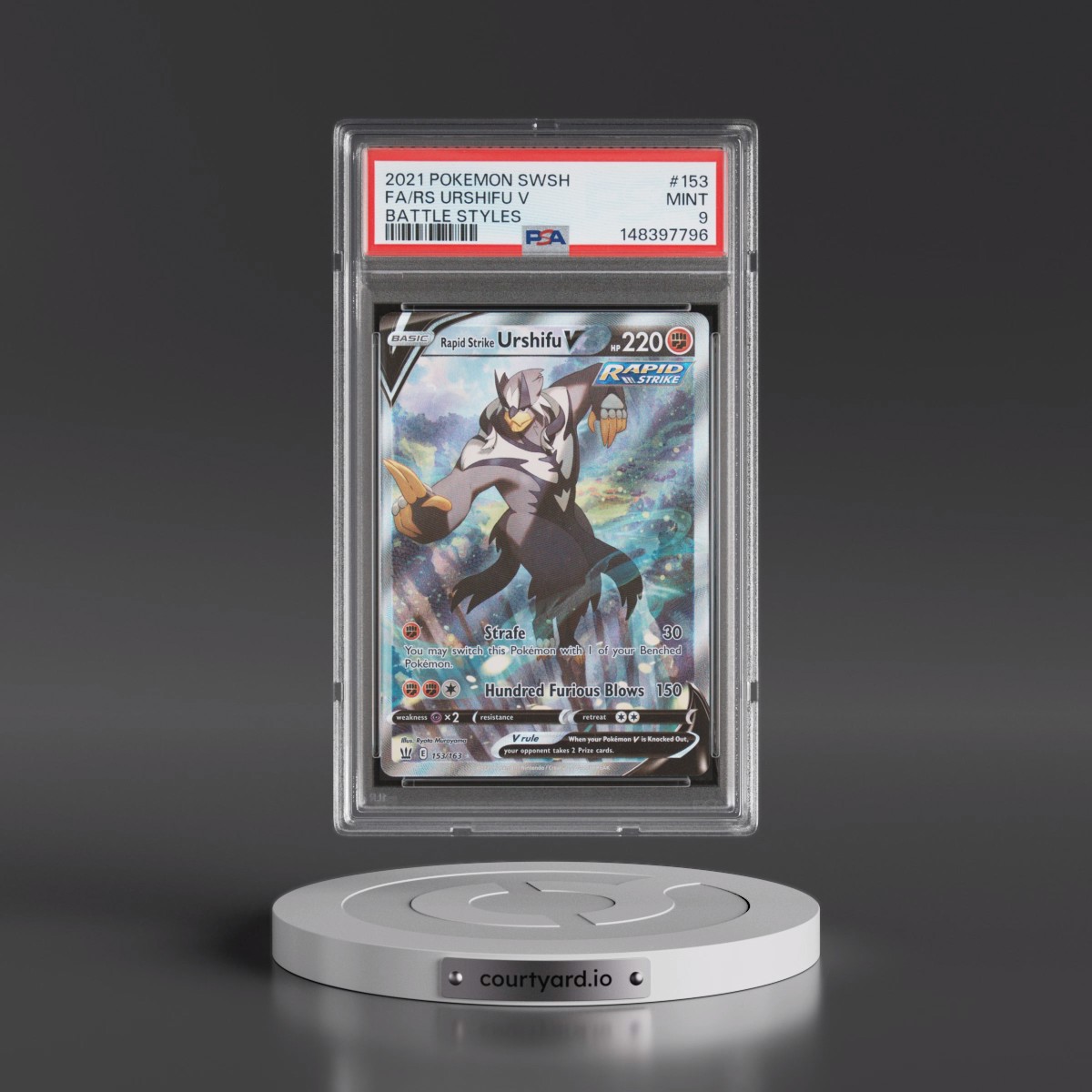 2021 Pokémon Sword & Shield Battle Styles #153 Rapid Strike Urshifu V - Holo Full Art (PSA 9 MINT)