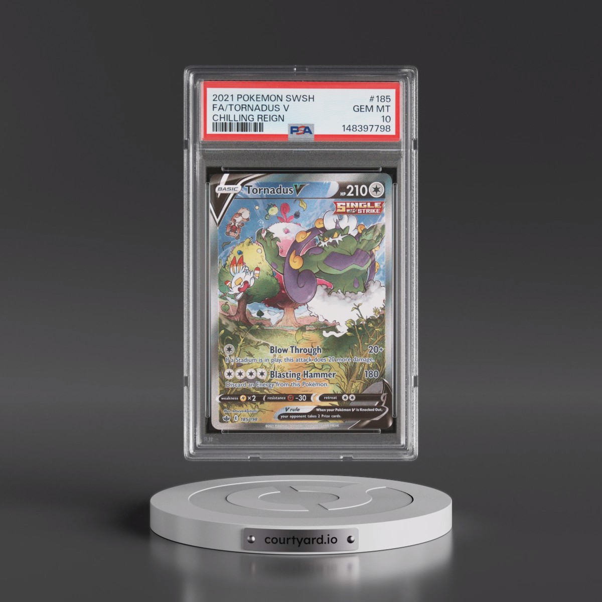 2021 Pokémon Sword & Shield Chilling Reign #185 Tornadus V - Holo Full Art (PSA 10 GEM MINT)