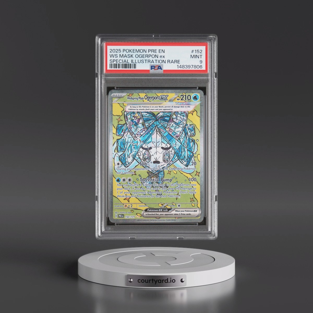2025 Pokémon Pre EN-Prismatic Evolutions #152 Wellspring Mask Ogerpon EX - Holo Special Illustration Rare (PSA 9 MINT)