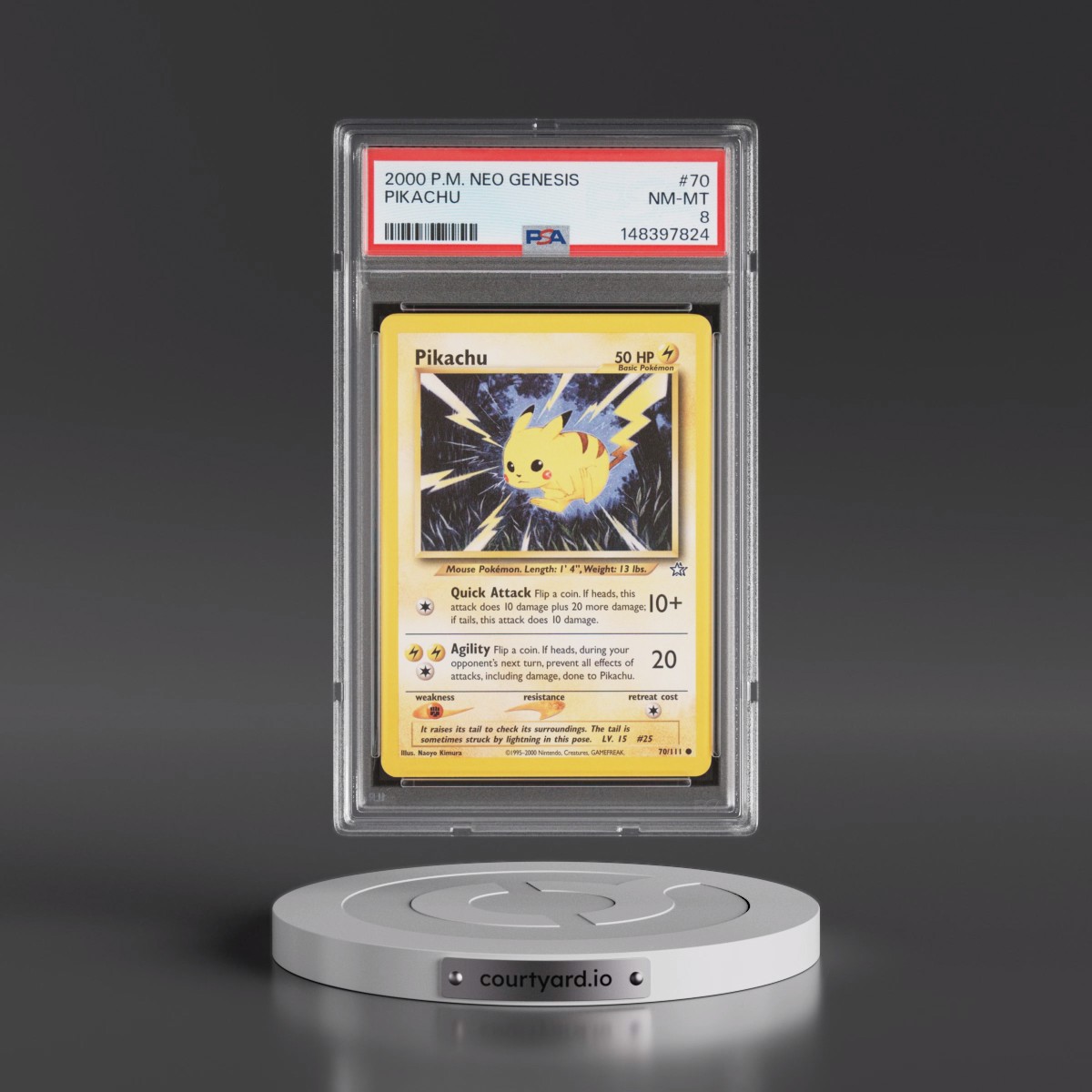 2000 Pokémon Neo Genesis #70 Pikachu (PSA 8 NM-MT)