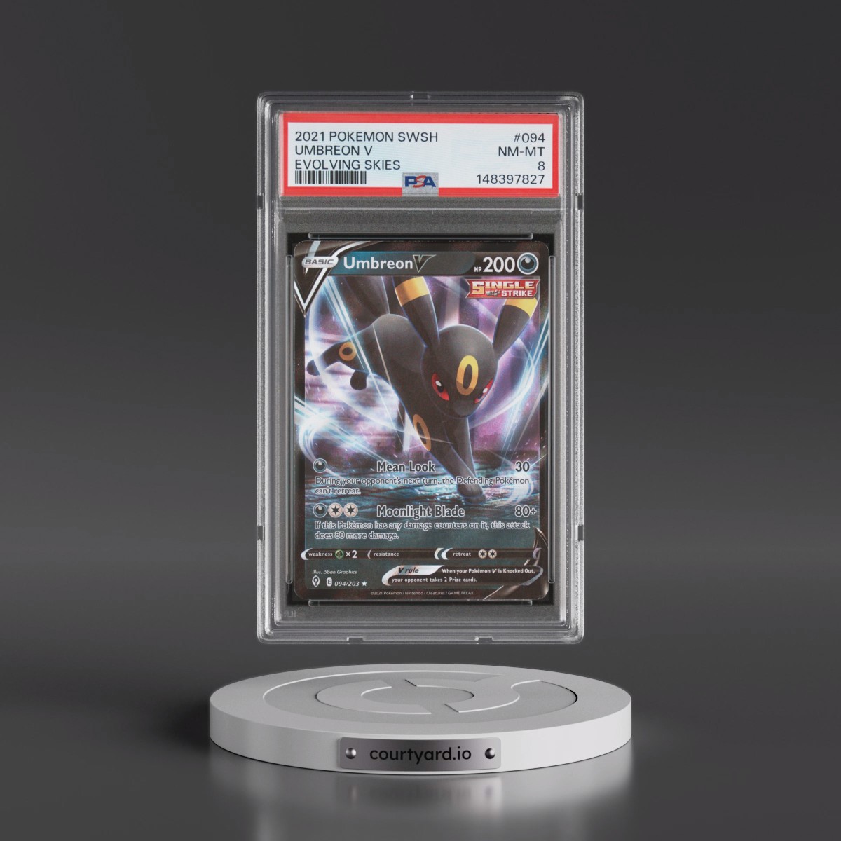 2021 Pokémon Sword & Shield Evolving Skies #094 Umbreon V - Holo (PSA 8 NM-MT)