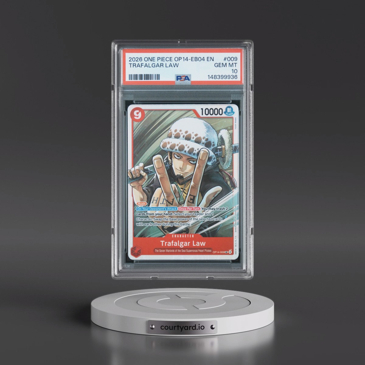 2026 One Piece OP14-EB04-the Azure Sea's Seven #009 Trafalgar Law (PSA 10 GEM MINT)
