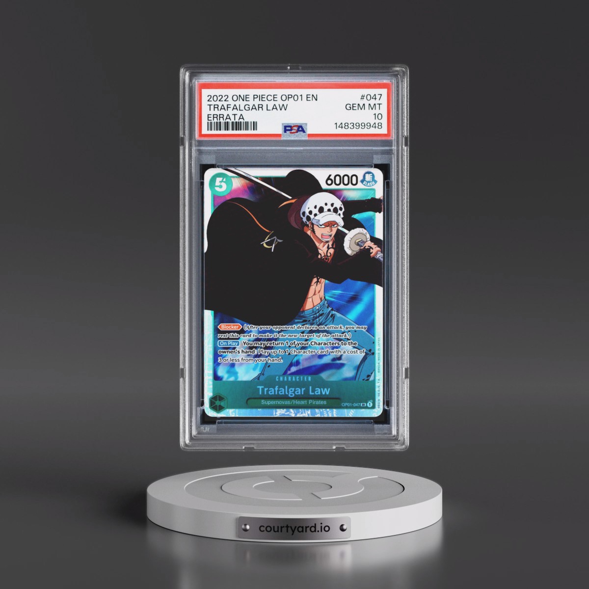 2022 One Piece OP01-Romance Dawn #047 Trafalgar Law - Errata (PSA 10 GEM MINT)