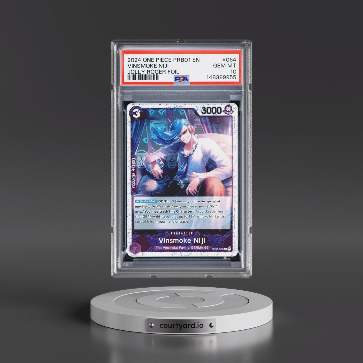 2024 One Piece PRB01-Premium Booster -One Piece Card the Best #064 Vinsmoke Niji - Jolly Roger Foil (PSA 10 GEM MINT)