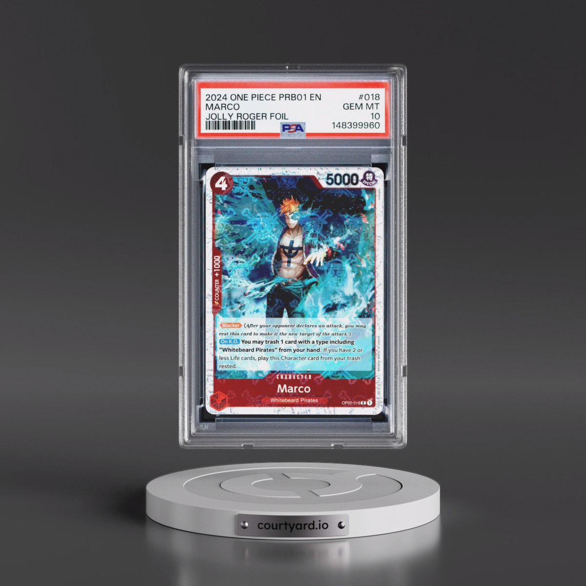2024 One Piece PRB01-Premium Booster -One Piece Card the Best #018 Marco - Jolly Roger Foil (PSA 10 GEM MINT)