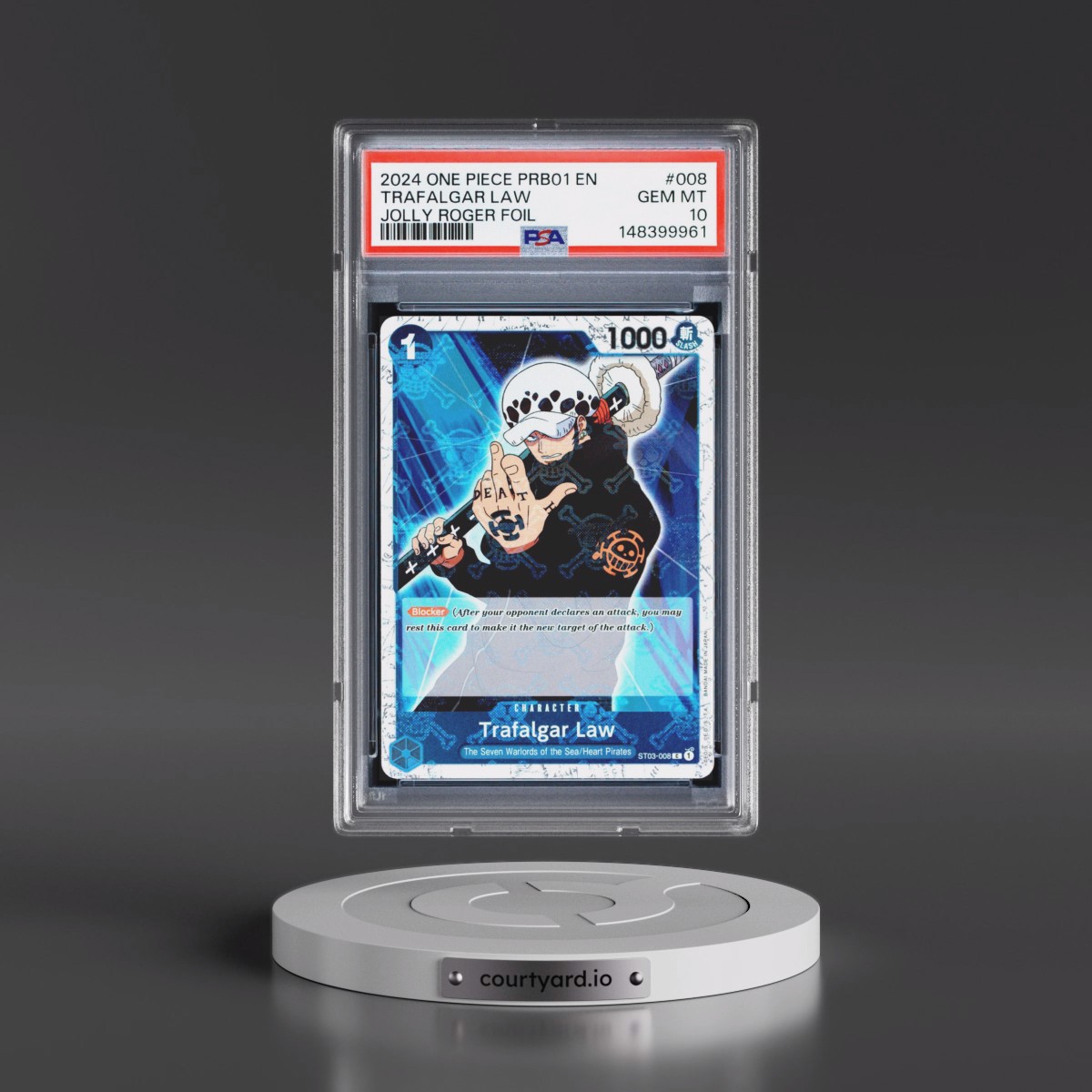 2024 One Piece PRB01-Premium Booster -One Piece Card the Best #008 Trafalgar Law - Jolly Roger Foil (PSA 10 GEM MINT)