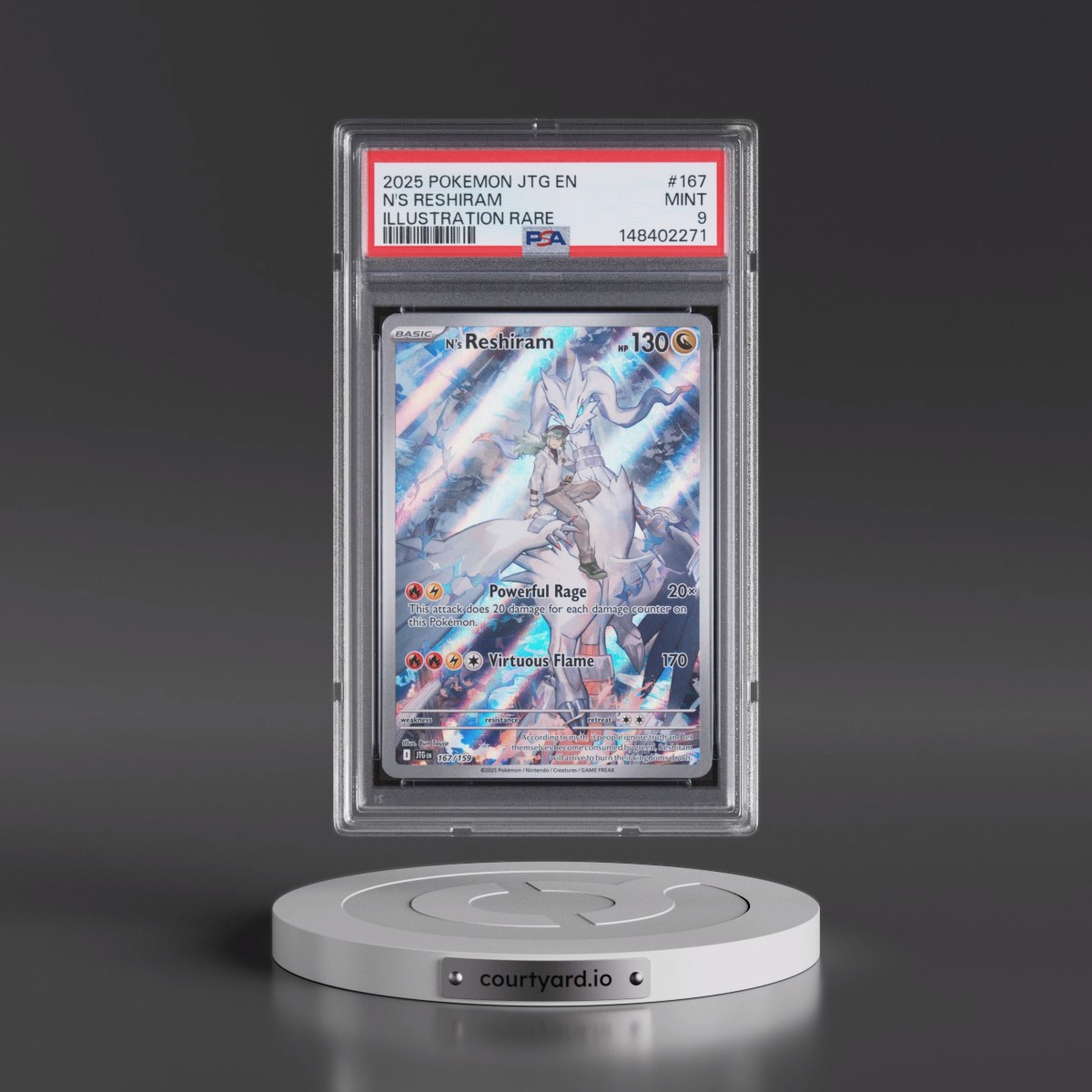 2025 Pokémon Jtg EN-Journey Together #167 N's Reshiram - Illustration Rare (PSA 9 MINT)