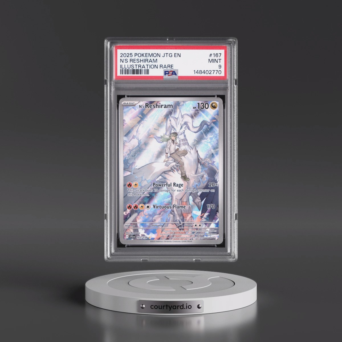 2025 Pokémon Jtg EN-Journey Together #167 N's Reshiram - Illustration Rare (PSA 9 MINT)