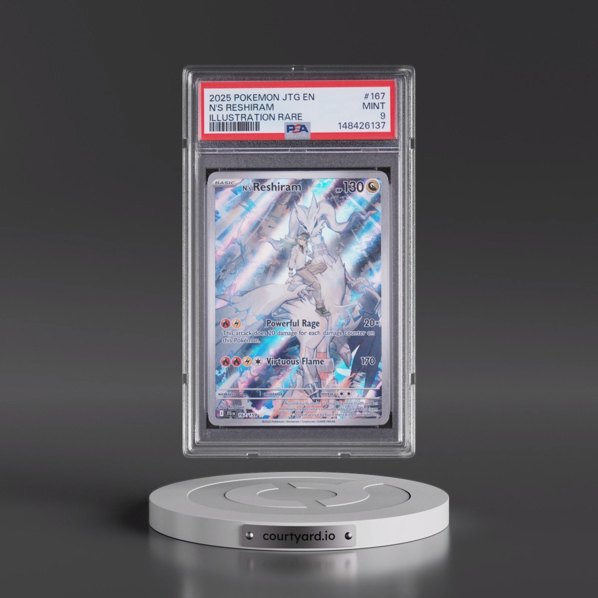 2025 Pokémon Jtg EN-Journey Together #167 N's Reshiram - Illustration Rare (PSA 9 MINT)