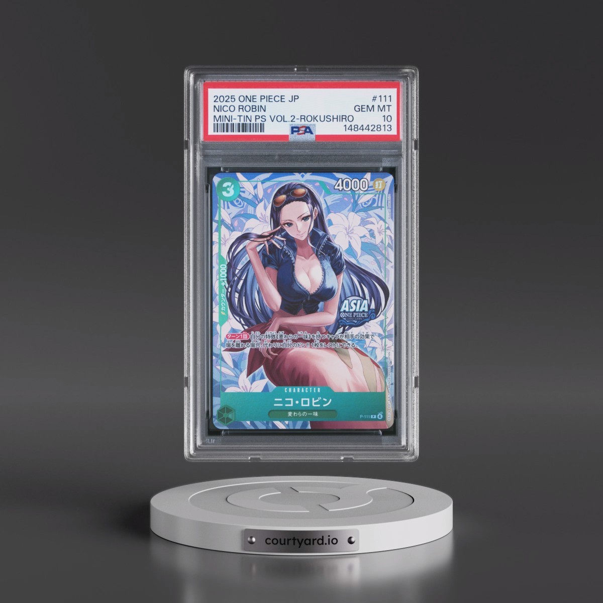 2025 One Piece Japanese Mini-Tin Pack Set Vol.2 #111 Nico Robin - Koushi Rokushiro (PSA 10 GEM MINT)
