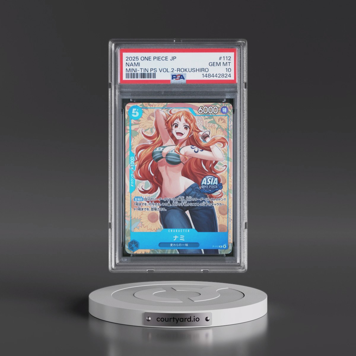 2025 One Piece Japanese Mini-Tin Pack Set Vol.2 #112 Nami - Koushi Rokushiro (PSA 10 GEM MINT)