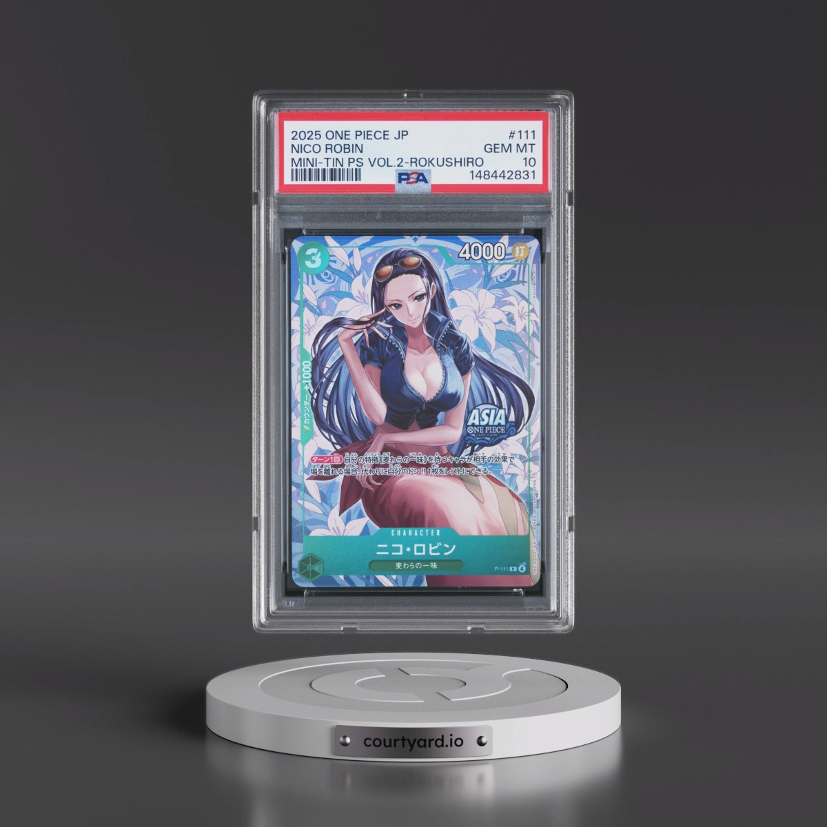2025 One Piece Japanese Mini-Tin Pack Set Vol.2 #111 Nico Robin - Koushi Rokushiro (PSA 10 GEM MINT)