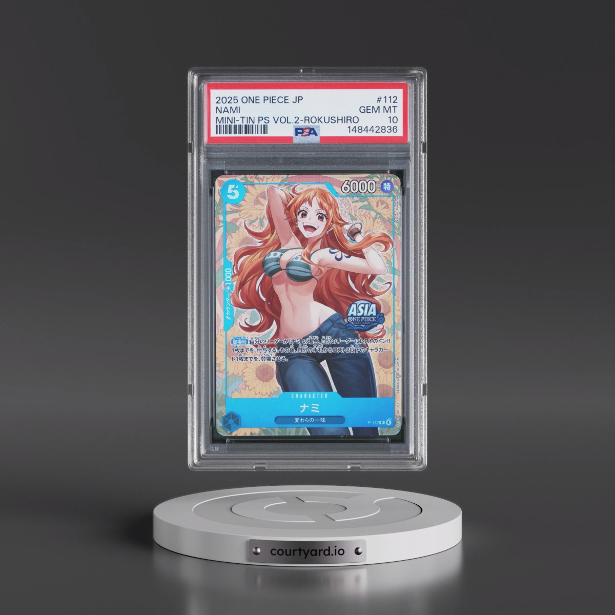 2025 One Piece Japanese Mini-Tin Pack Set Vol.2 #112 Nami - Koushi Rokushiro (PSA 10 GEM MINT)