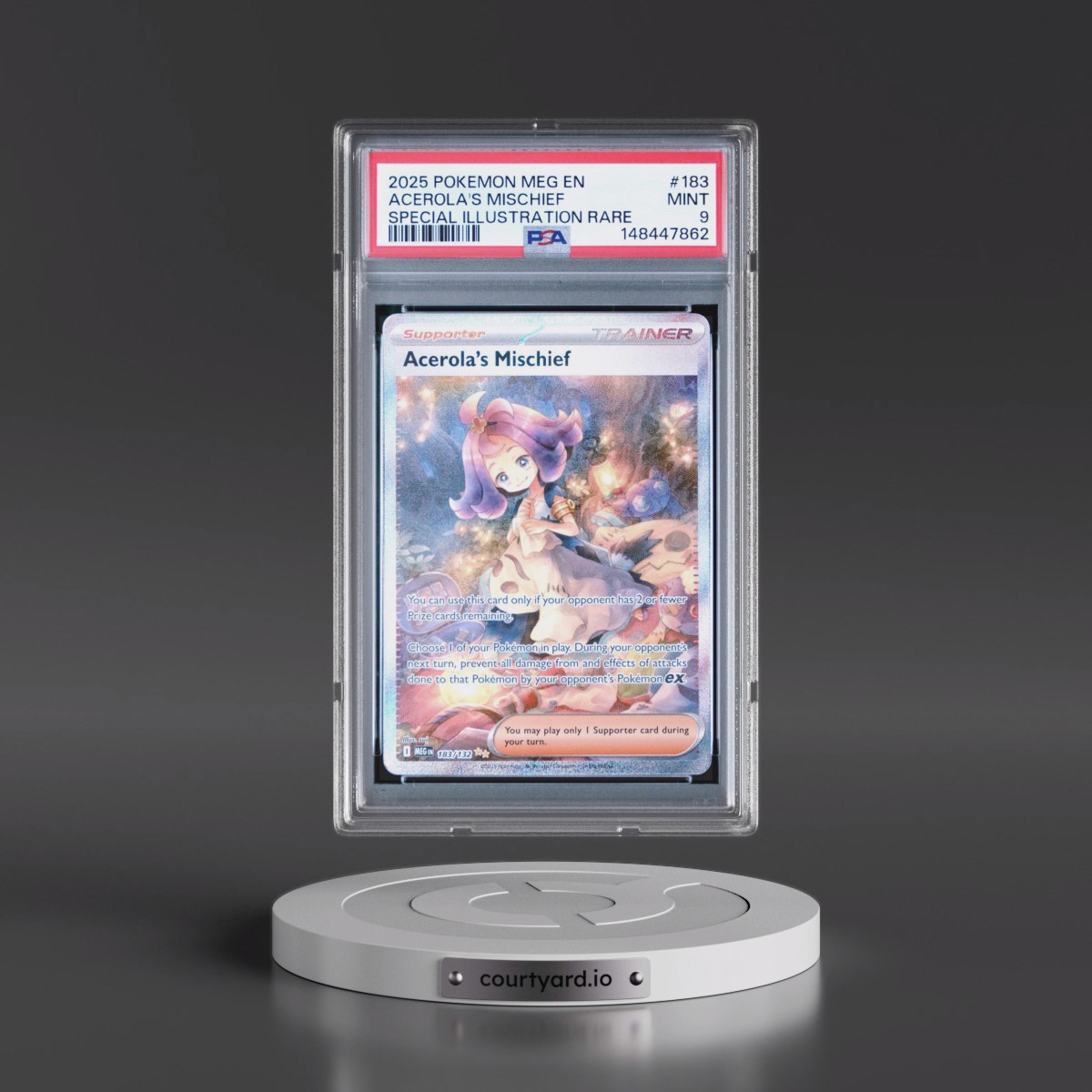 2025 Pokémon Meg EN-Mega Evolution #183 Acerola's Mischief - Special Illustration Rare (PSA 9 MINT)