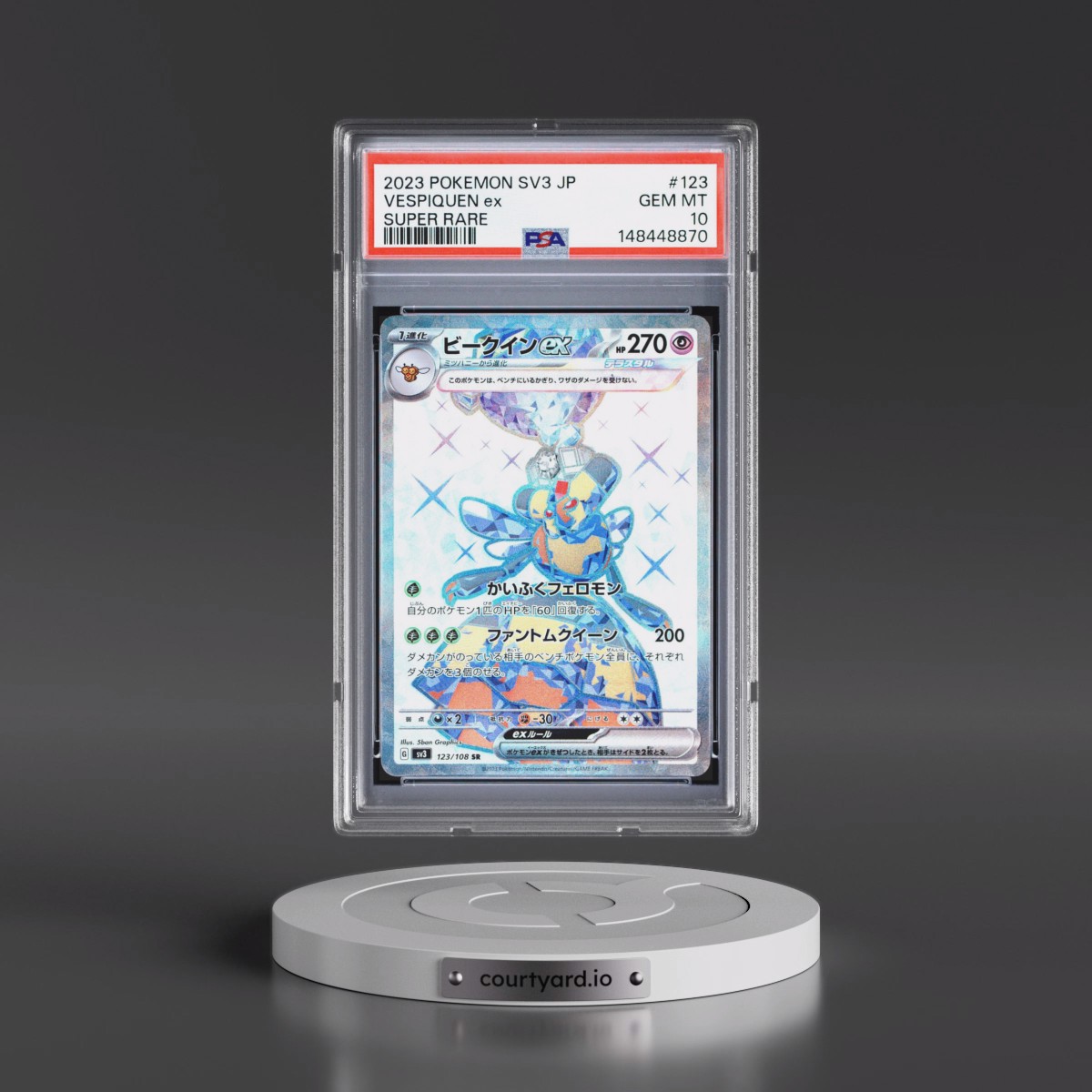 2023 Pokémon SV3-Ruler of the Black Flame #123 Vespiquen EX - Holo Super Rare (PSA 10 GEM MINT)