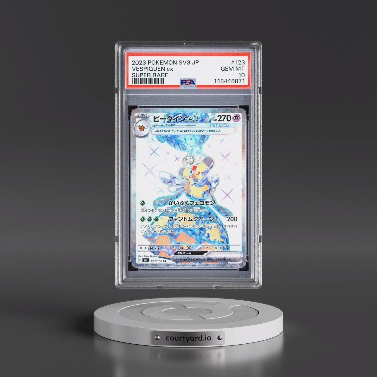 2023 Pokémon SV3-Ruler of the Black Flame #123 Vespiquen EX - Holo Super Rare (PSA 10 GEM MINT)