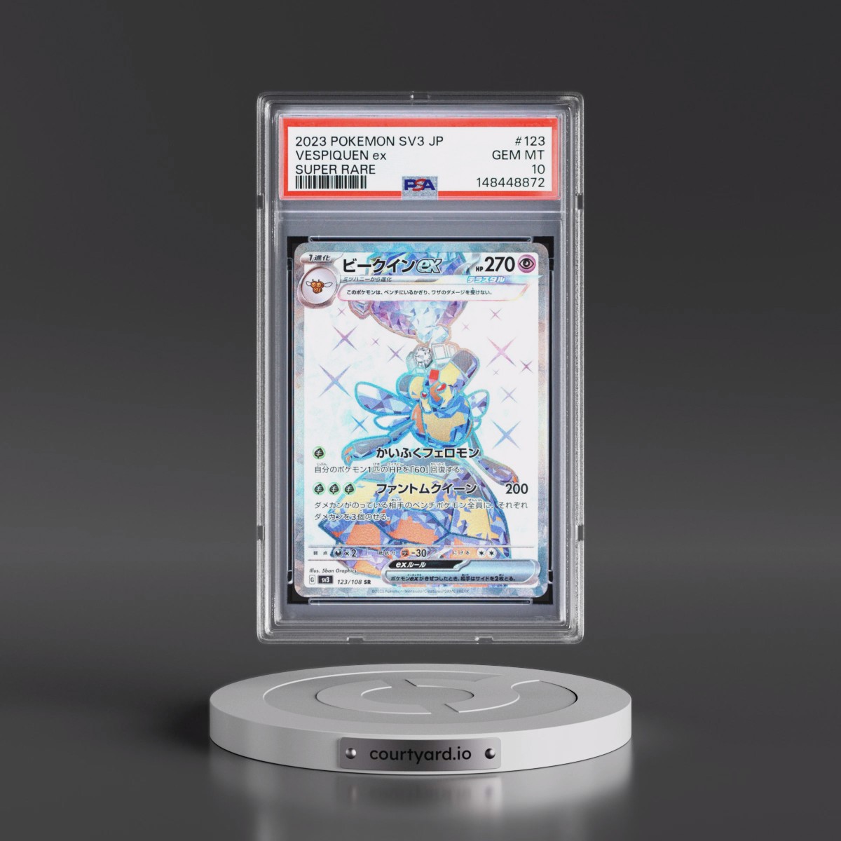 2023 Pokémon SV3-Ruler of the Black Flame #123 Vespiquen EX - Holo Super Rare (PSA 10 GEM MINT)