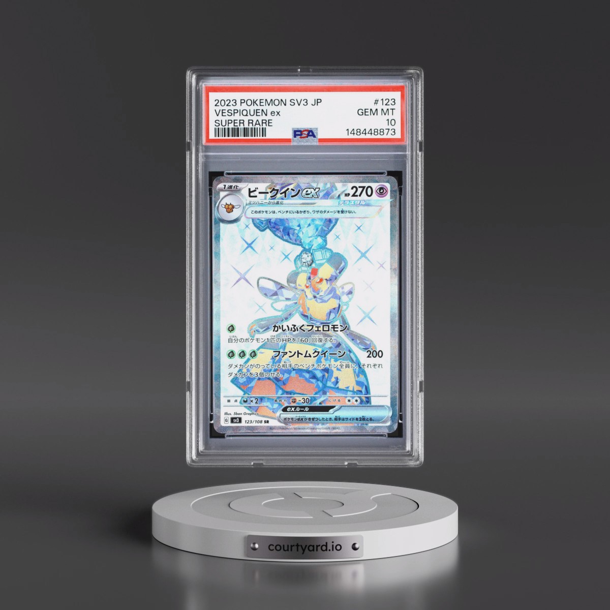 2023 Pokémon SV3-Ruler of the Black Flame #123 Vespiquen EX - Holo Super Rare (PSA 10 GEM MINT)