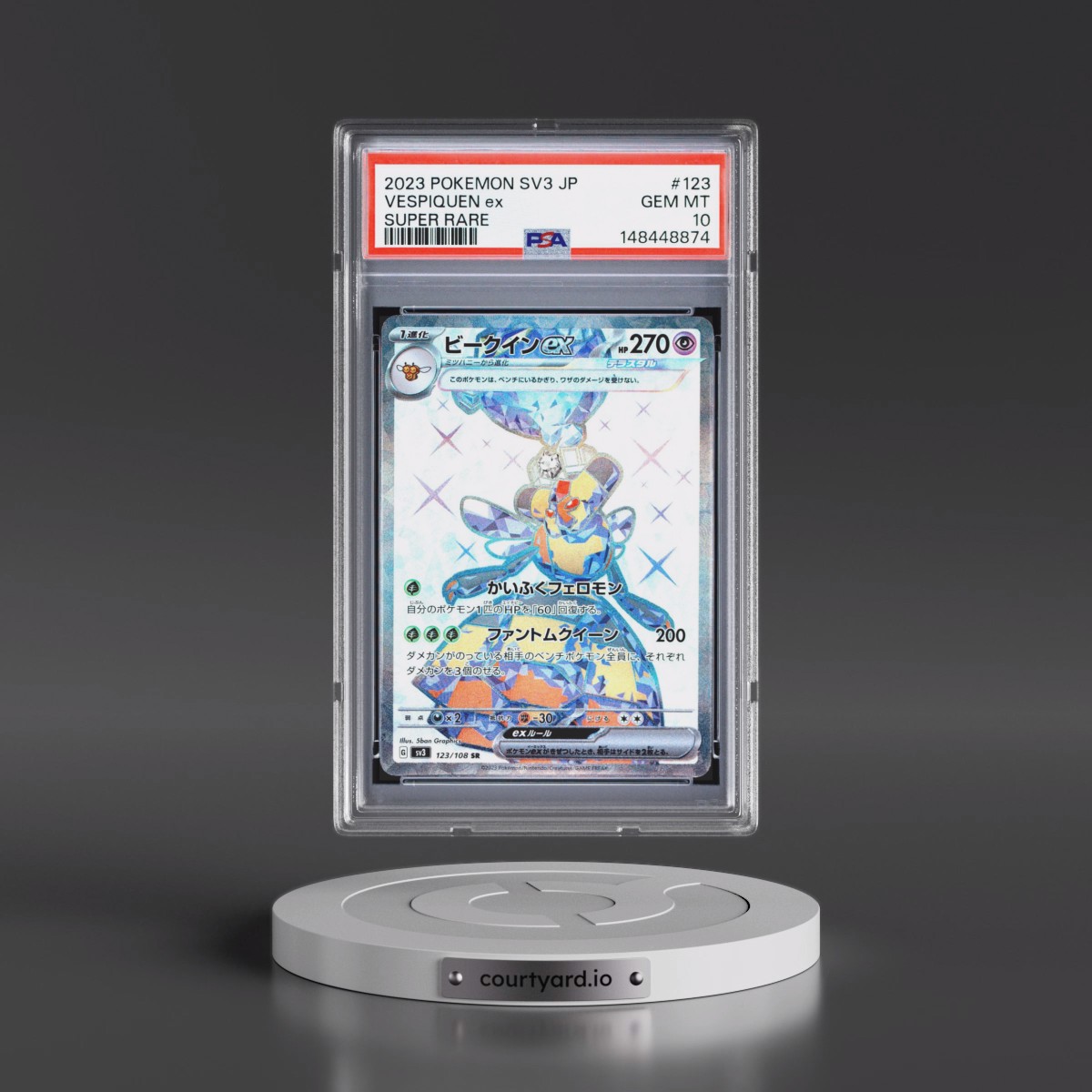 2023 Pokémon SV3-Ruler of the Black Flame #123 Vespiquen EX - Holo Super Rare (PSA 10 GEM MINT)