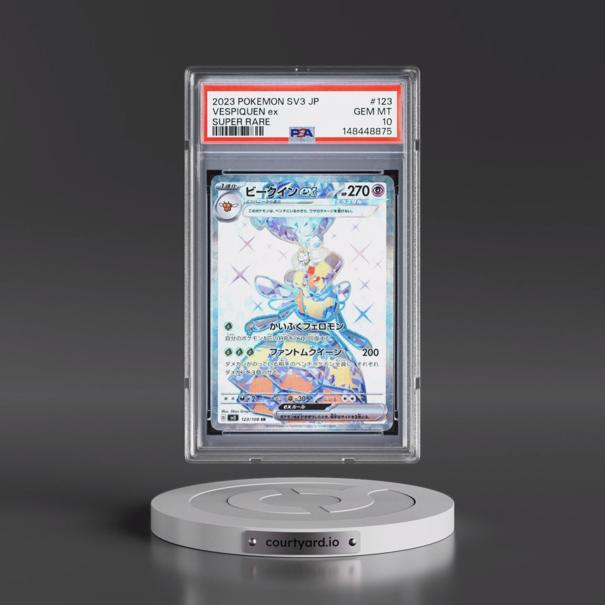 2023 Pokémon SV3-Ruler of the Black Flame #123 Vespiquen EX - Holo Super Rare (PSA 10 GEM MINT)