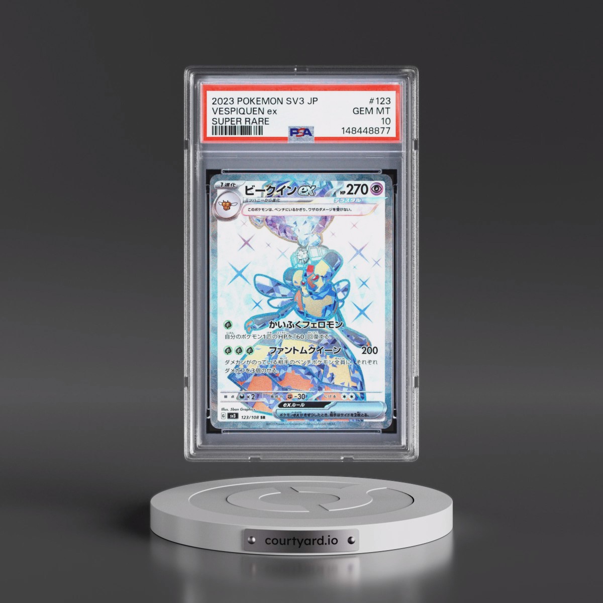 2023 Pokémon SV3-Ruler of the Black Flame #123 Vespiquen EX - Holo Super Rare (PSA 10 GEM MINT)