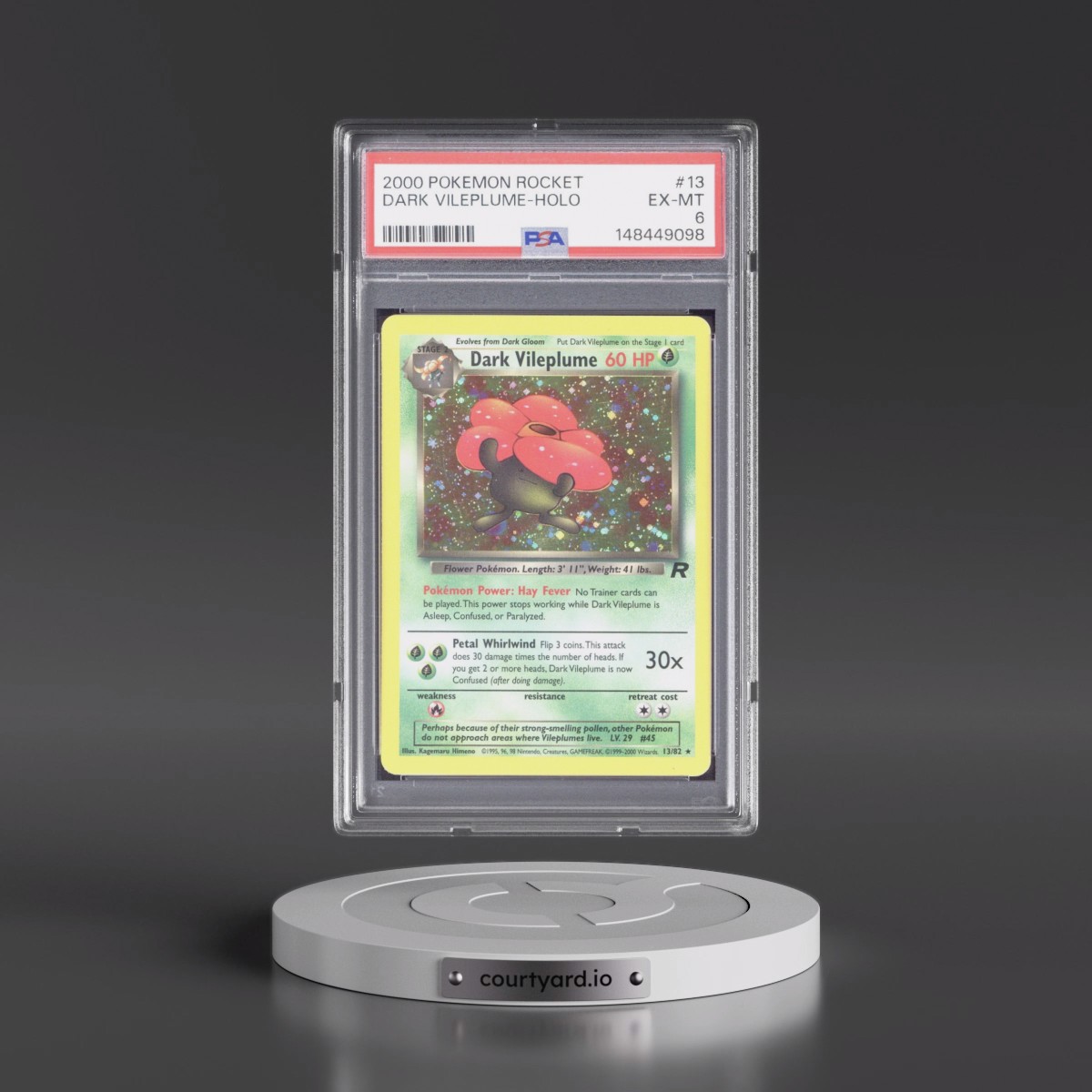 2000 Pokémon Rocket #13 Dark Vileplume - Holo (PSA 6 EX-MT)
