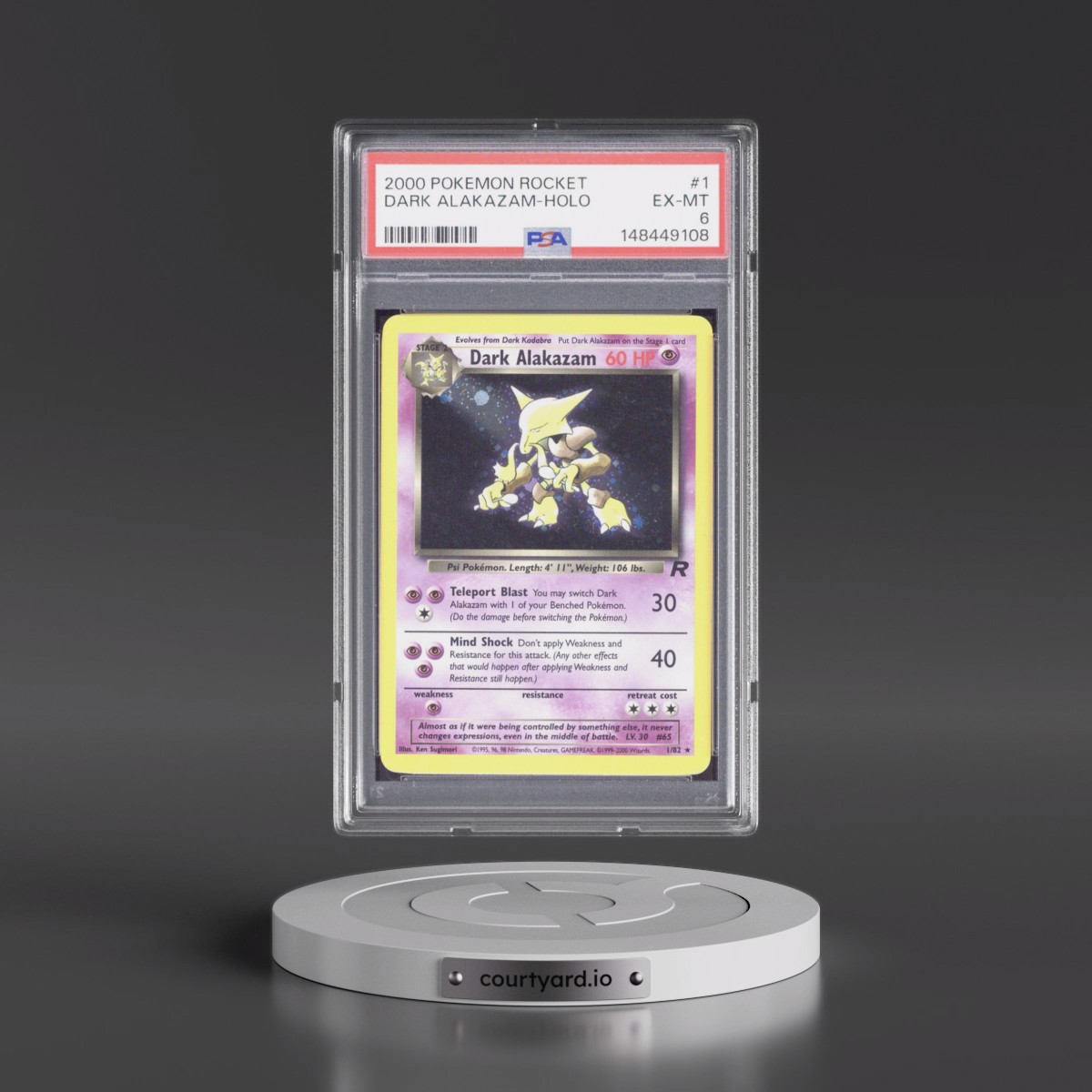 2000 Pokémon Rocket #1 Dark Alakazam - Holo (PSA 6 EX-MT)