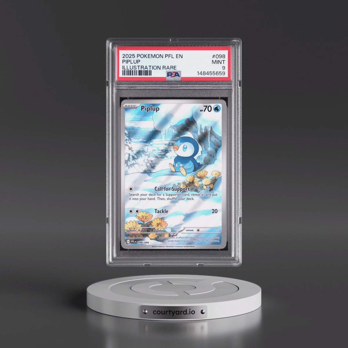 2025 Pokémon Pfl EN-Phantasmal Flames #098 Piplup - Illustration Rare (PSA 9 MINT)