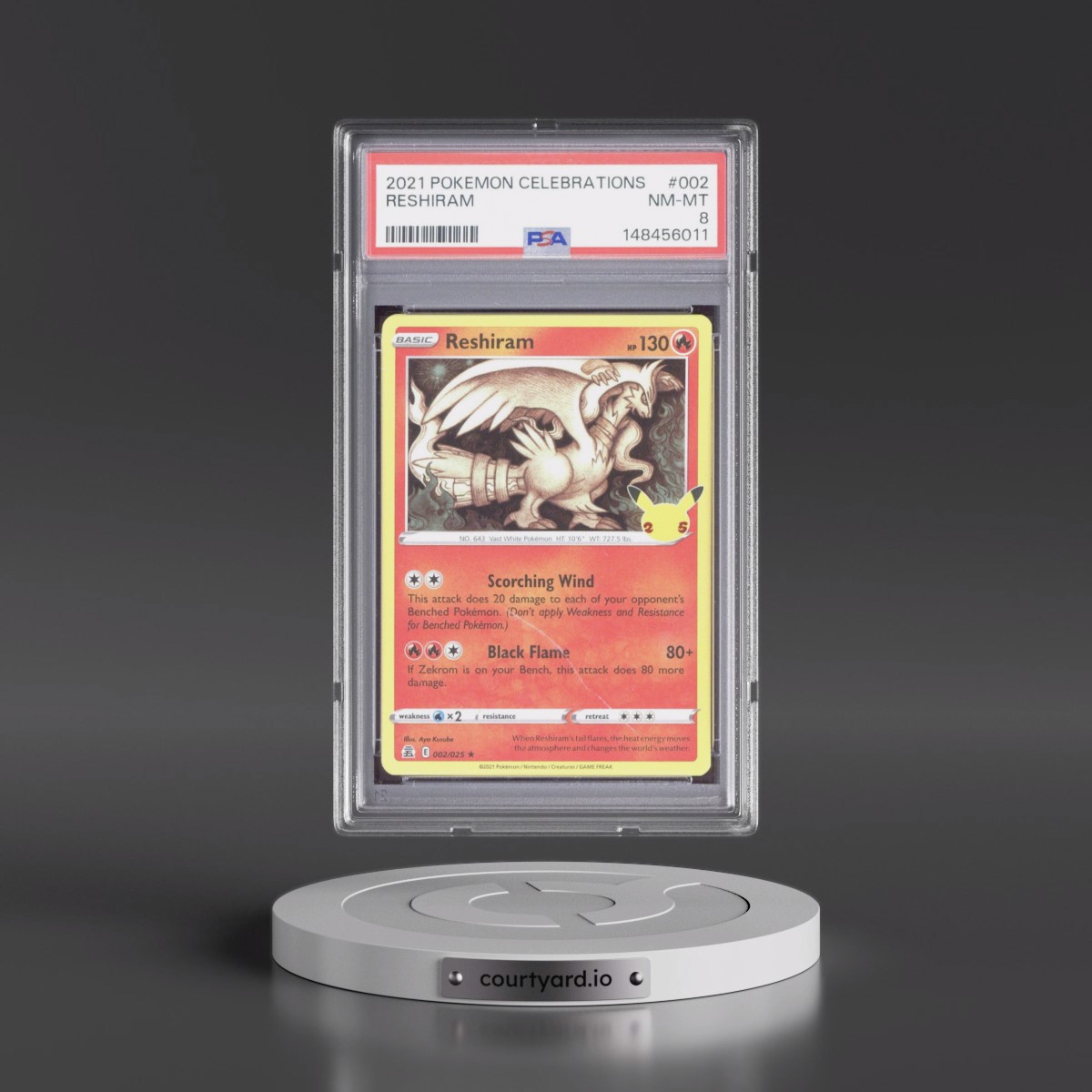 2021 Pokémon Celebrations #002 Reshiram (PSA 8 NM-MT)