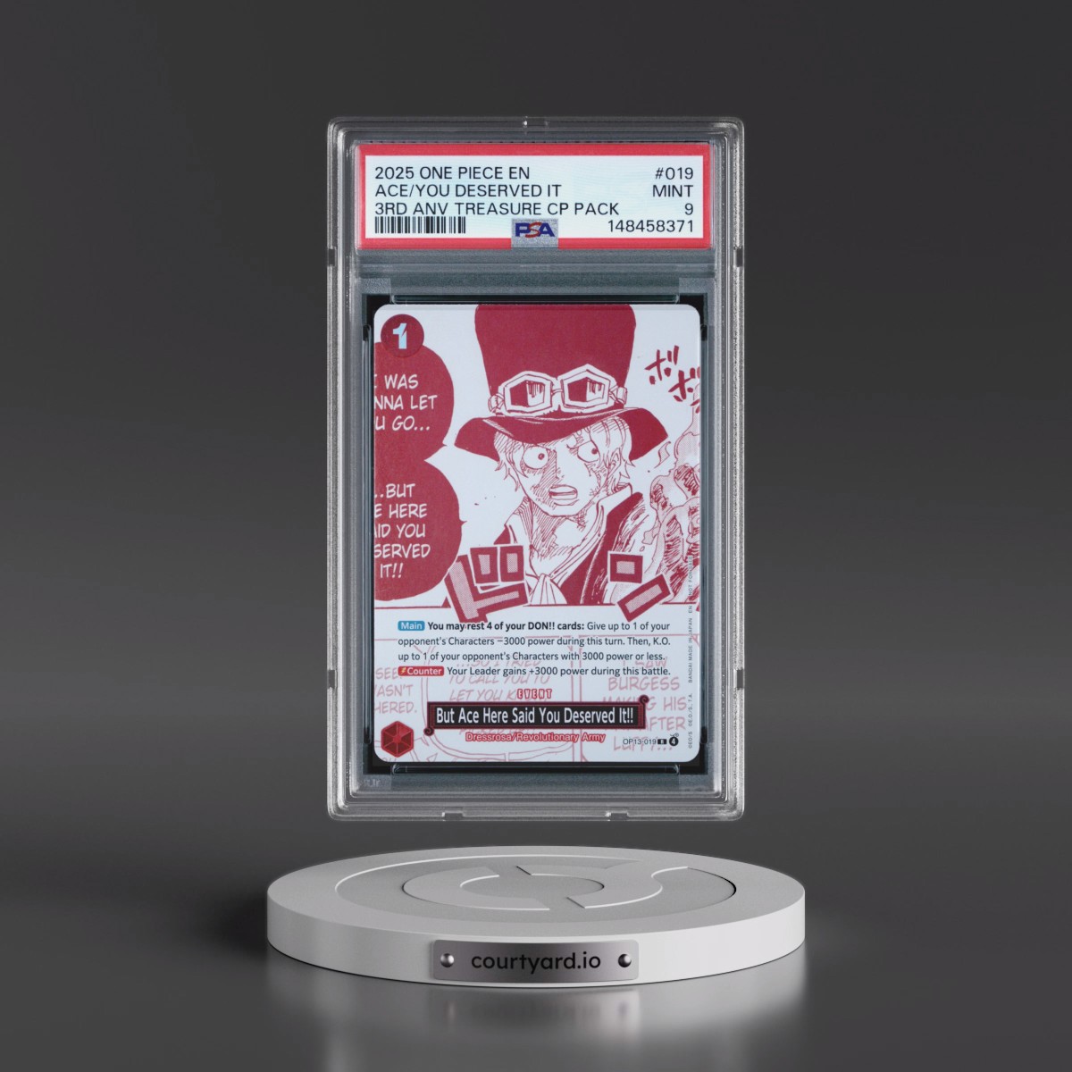 2025 One Piece 3rd Anniversary! One Piece Card Treasure Campaign Pack #019 But Ace Here Said You Deserved It!! (PSA 9 MINT)