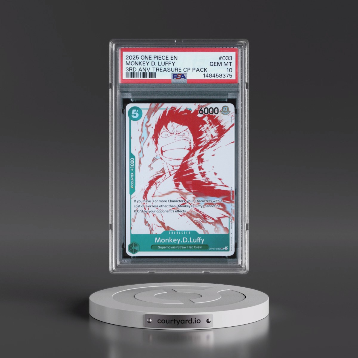 2025 One Piece 3rd Anniversary! One Piece Card Treasure Campaign Pack #033 Monkey D. Luffy (PSA 10 GEM MINT)