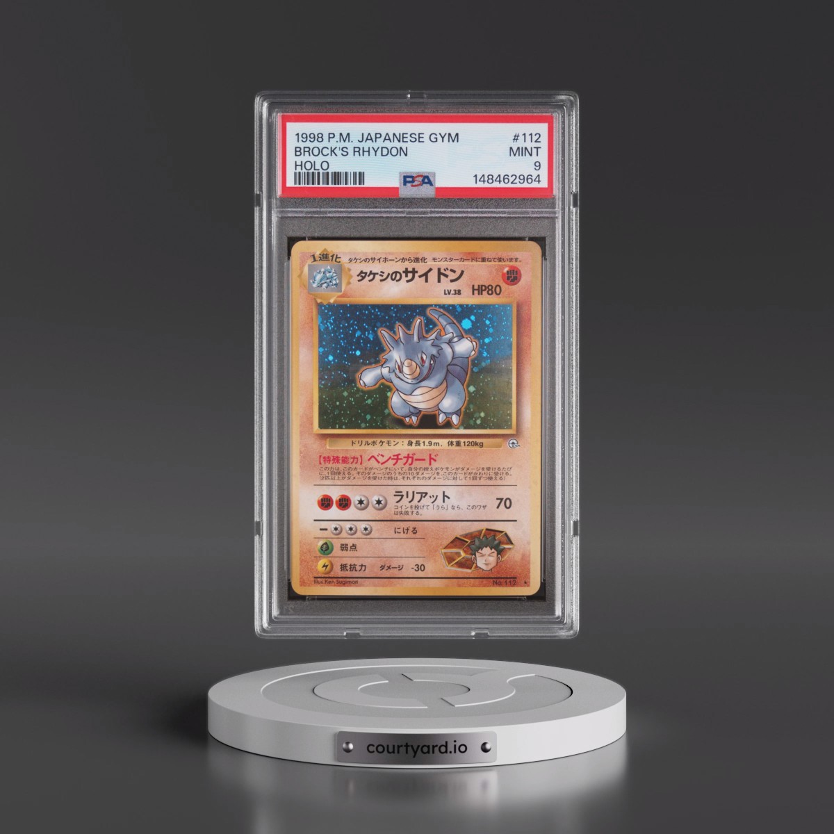 1998 Pokémon Gym #112 Brock's Rhydon - Holo (PSA 9 MINT)