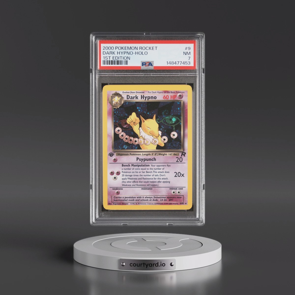 2000 Pokémon Rocket #9 Dark Hypno - 1st Edition Holo (PSA 7 NM)
