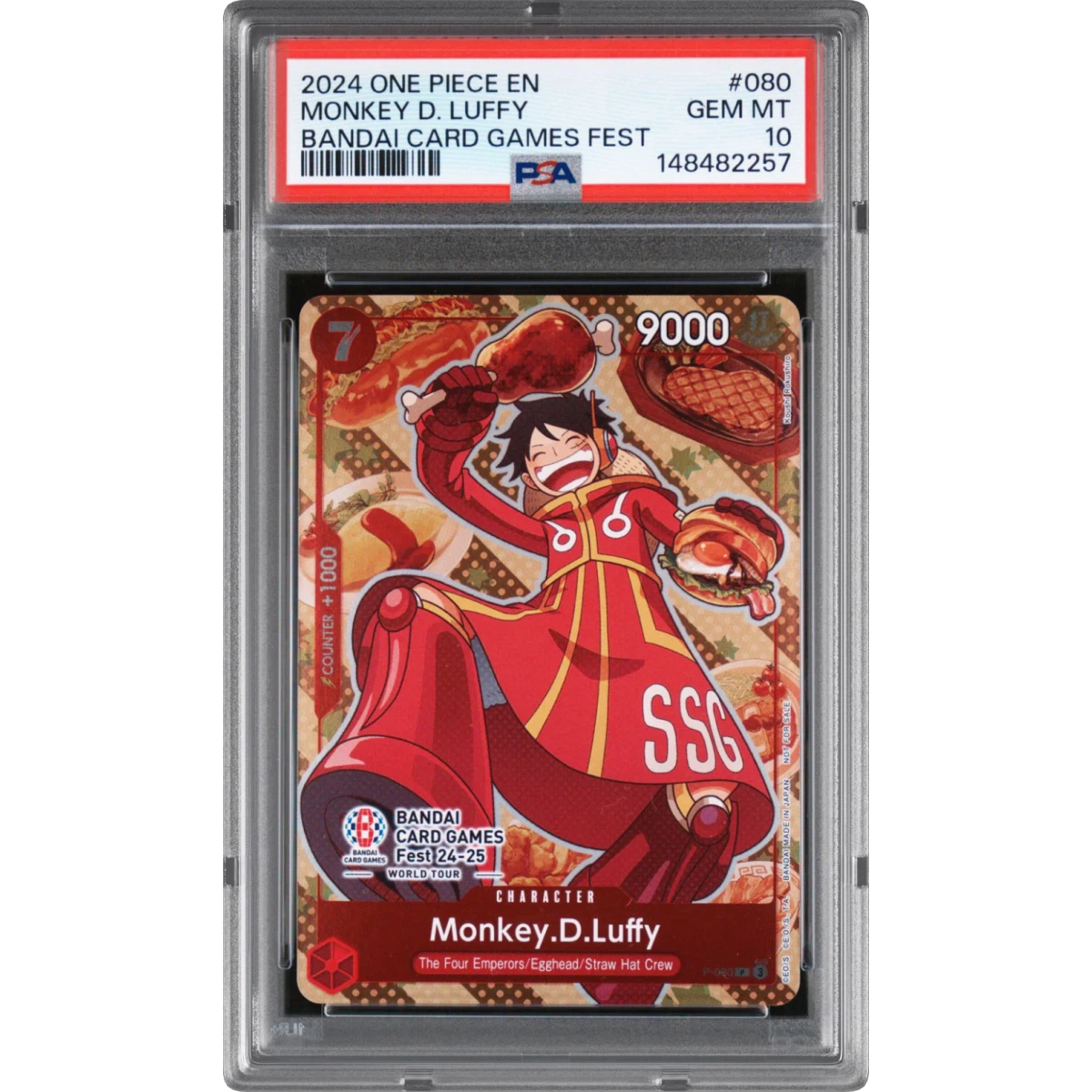2024 One Piece Promos #080 Monkey D. Luffy - Bandai Card Games Fest (PSA 10 GEM MINT)