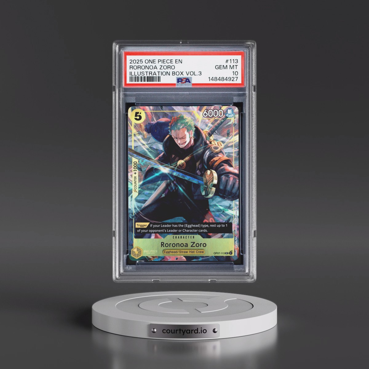 2025 One Piece Promos #113 Roronoa Zoro - Illustration Box Vol.3 (PSA 10 GEM MINT)